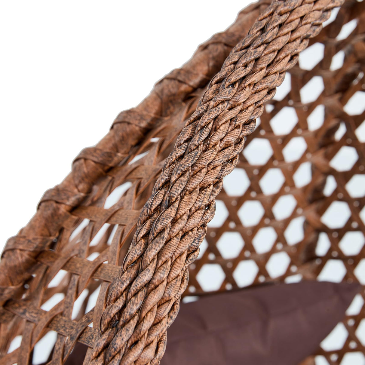 YWUFUART Hanging Egg Chair Outdoor,Rattan Swing Chair with Foldable Basket,Hammock Chair with Metal Stand,Lounge Chair for Garden Backyard,Brown YWUFUART