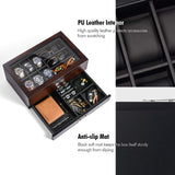 Sunix Watch Box Organizer for Men, Luxury Wood Watch Jewelry Box with Valet Drawer, Glass Cover Watch Display Organizer, Jewelry Organizer for Men Gift Sunix