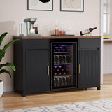 GDLF Large Coffee Bar Cabinet with Fridge Space, Mini Fridge Cabinet with Wine Storage, Buffet Sideboard Table for Home, Fluted Modern Design,53.2" L GDLF