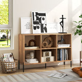 Tangkula 6-Cube Adjustable Bookcase with Metal Legs and Anti-Tip Safety Features in Natural Finish Tangkula