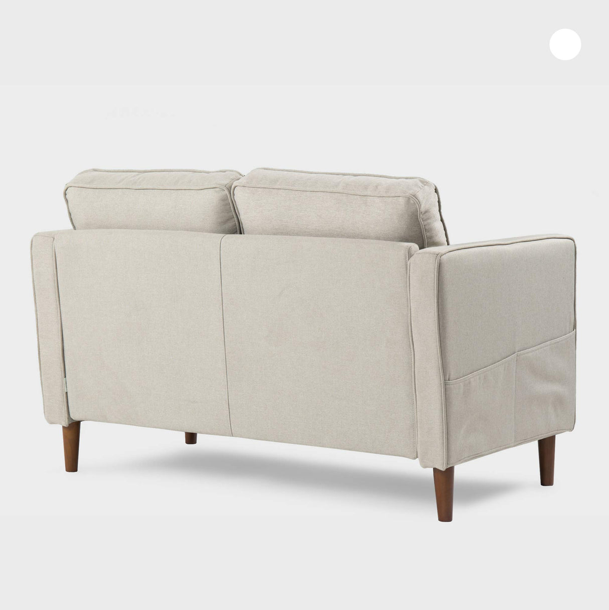Mellow HANA Modern Linen Fabric Loveseat / Sofa / Couch with Armrest Pockets, Sand Grey Mellow