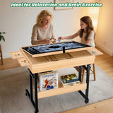Large Puzzle Table with Drawer for 300-1500 Piece Jigsaw Puzzles – Adjustable Height & Angle, Wooden Puzzle Board with Felt PP Cover, Storage Shelf, Metal Stand, Wheels for Adults & Enthusiasts CEDARDVD