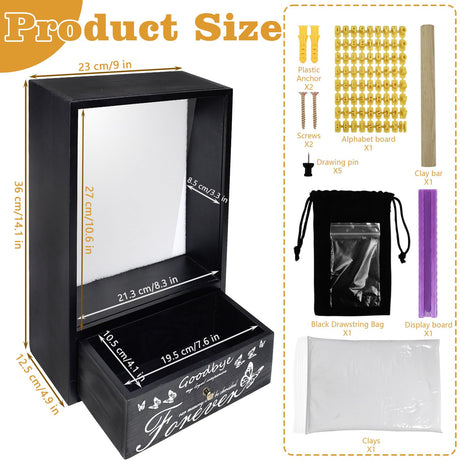 Pet Memorial Shadow Box, Urn Ashes Display Case With Drawer, Memorial Gifts for Loss of Dog or Cat, Keepsake Box With Paw Print Clay Set and Pins Jinzhenhong