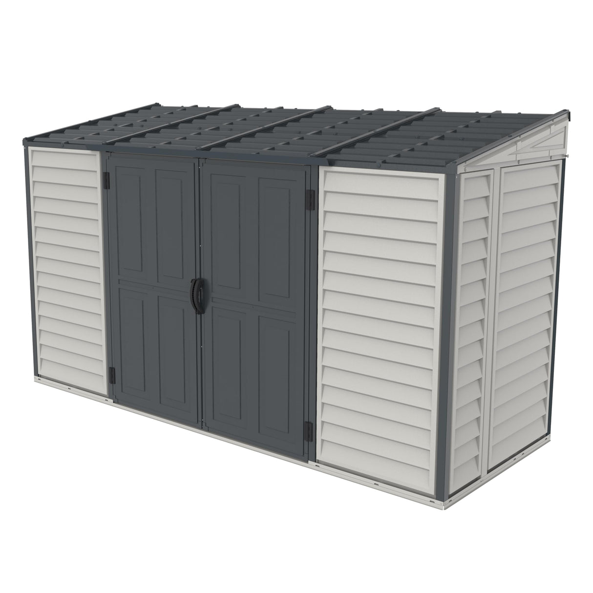 Duramax SideMate Plus 10x4 Vinyl Shed with Foundation Kit – Maintenance-Free Outdoor Storage Shed with Double Doors, Reinforced Metal Frame & Vents – Ideal for Side of House DURAMAX