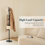 Yoobure Coat Rack Freestanding with Natural Marble Base - Coat Tree with 8 Hooks Heavy Duty Coat Hanger Stand, Metal Coat Rack Stand for Jacket, Hat, Clothes & Bag, Hall Tree Hat Rack for Entryway Yoobure