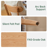 100% Solid Wood Upholstered Dining Chairs, Mid Century Modern Oak Dining Chairs with Curved Back Design with Butterfly Wing Shape for Kitchen, Dining Room, Restaurant (2, Log Color-Beige Cushion) Wayshome