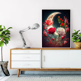 bleihum Moon Diamond Painting Kits for Adults-Flower Diamond Art for Adult,Rose Gem Painting Crafts Home Wall Decor,DIY 5D Gem Art Tree Perfect for Relaxation(12x16 Inch) bleihum