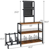 kepptory Display Shelf Bookshelf with RGB Lighting, Wooden Curio Cabinet Floor Lamp with Shelves, Vinyl Holder and Adjustable Stand, Record Player Stand Bookcase for Living Room Bedroom Décor (Brown) kepptory