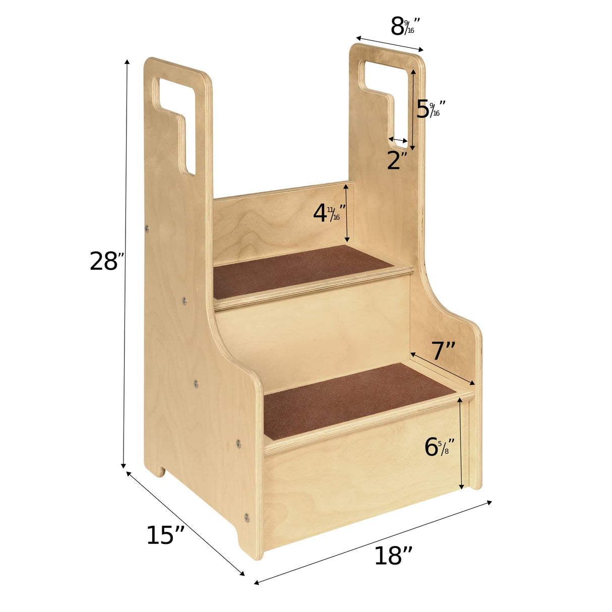 Contender 2 Step Up Stool for Toddlers and Kids with Support Handles and Non Slip, Montessori Wooden Reach Up Safety Steps for Bathroom, Kitchen [ Brown ] Contender