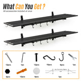 Leekimid 2-Pack 1X4 FT Garage Shelving Wall Mounted Holds Up to 800 Lbs Heavy Duty Wall Shelf, Black Metal Floating Adjustable Wall System Shelves for Garage Storage, Shed Leekimid