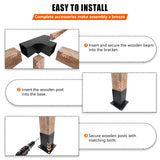 ITeVe.GD Pergola DIY Kit,2 Pcs 4-Way Right Angle Corner Brackets Elevated Wood Stand with Screws for 4"x4"(Inner Size:3.5"x3.5") Wood Beams,Pergola,Garden,sunroom kit Lumber&Metal Gazebo… ITeVe.GD