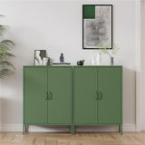 Washsemba Metal Storage Cabinet with Doors and Shelves,Multipurpose Storage Rack, 3-Tier Shelf,Metal Locker Style Accent Cabinet for Home Office,Living Room,Kitchen (Forest Green, 40''H) Washsemba