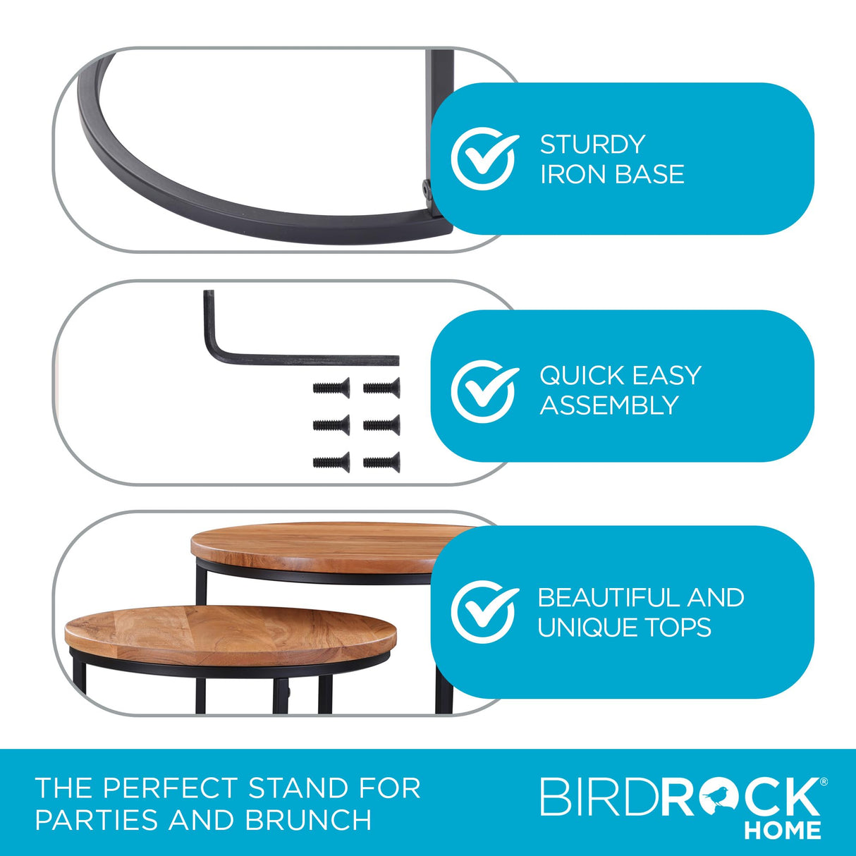 BIRDROCK HOME Wooden Nesting Side Tables - Mid Century Modern Stackable Coffee Table - Space-Saving Wooden End Table for Living Room, Bedroom, Centerpiece, Office, Balcony - Natural Mango Wood - 2 Set BIRDROCK HOME