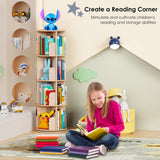 Rotating Bookshelf Tower – 4 Tier Wooden Book Shelf, Small Narrow Spinning Bookcase for Kids Rooms, Corner Bookshelf Organizer for Kids Books and Home Storage Kinembold