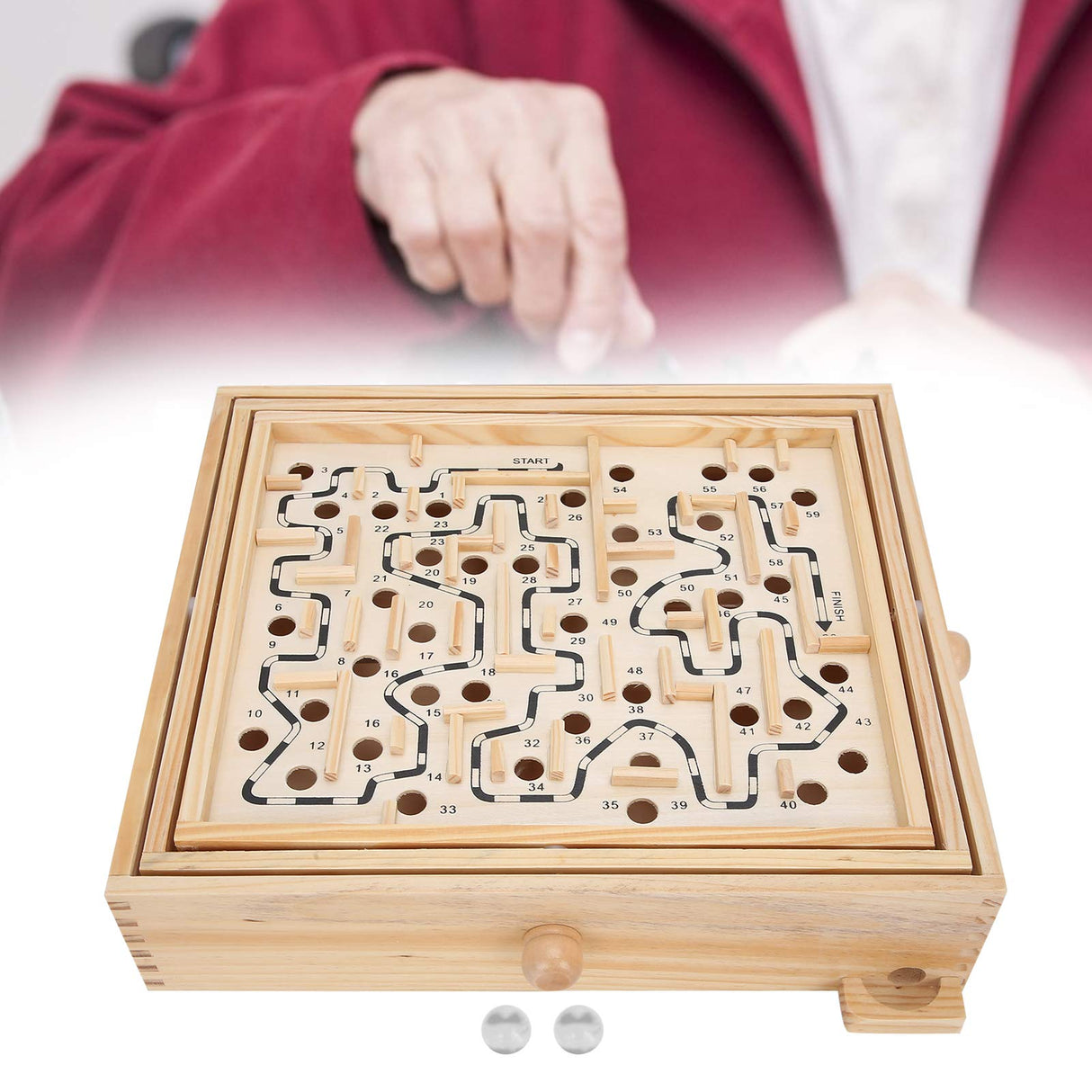 Yosoo Wooden Maze Ball Large, Wooden Labyrinth Maze Game Educational Games Puzzle Toy Table Tilting Balance Board with for Dementia Adults Children Large Marbles Company Junior Yosoo