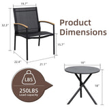 Shintenchi 3 Pieces Patio Bistro Sets, Outdoor Textilene Fabric Conversation Bistro Set, Textilene Fabric Front Porch Chairs Small Patio Furniture Set with Table for Lawn,Garden,Balcony (Black) Shintenchi