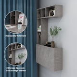 Pmnianhua Floating Desk,Wall Mounted Desk Folding,Hidden Pull Down Desk,Space Saving Desk,Folding Wall Desk for Small Space Apartment Bedroom(Dark Grey) Pmnianhua