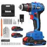 Vniissok Cordless Drill Set,18V Brushless Power Drill Kit with Battery and Charger, 3/8" Keyless Chuck, Variable Speed, Drill Driver Bits Kit for Drilling and Tightening/Loosening Screws Vniissok