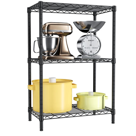 Golpart 3 Tier Adjustable Storage Shelves,Heavy Duty Metal Utility Shelf 450LBS Capacity,Wire Shelving Unit Organizer Rack for Home,Kitchen,Office,Bathroom,Pantry Room,12" D x 22" W x 22.5" H,Black Golpart