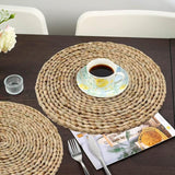 6Pcs 12" Round Woven Rattan Placemats,Natural Hand-Woven Water Hyacinth Placemats,Farmhouse Weave Place Mats,Rustic Braided Wicker Table Mats (12inch Set of 6) PPB2K