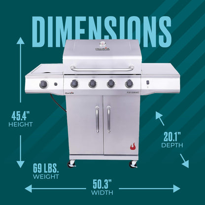 Charbroil Performance Series Convective 4-Burner with Side Burner Cabinet Propane Gas Grill, Stainless Steel - 463354021