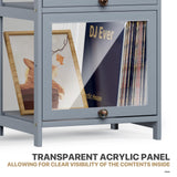 MoNiBloom 55" Tall Slim Narrow Clear Cabinet With Acrylic Door - Curio Display Case, Corner Shelves for Collection, Gray MoNiBloom