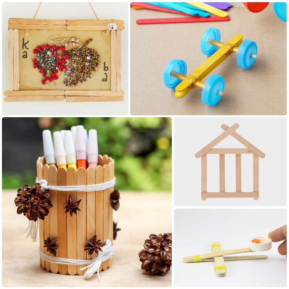 VEIDIA 2000 Pcs 4.5" Wooden Craft Sticks, Ice Cream Sticks,Natural Wood Popsicle Stick for Waxing, DIY Wood Crafts, Hair Removal and Waxing Supplies, Paint Stirrer, Art Projects and Ice Pop Sticks VEIDIA