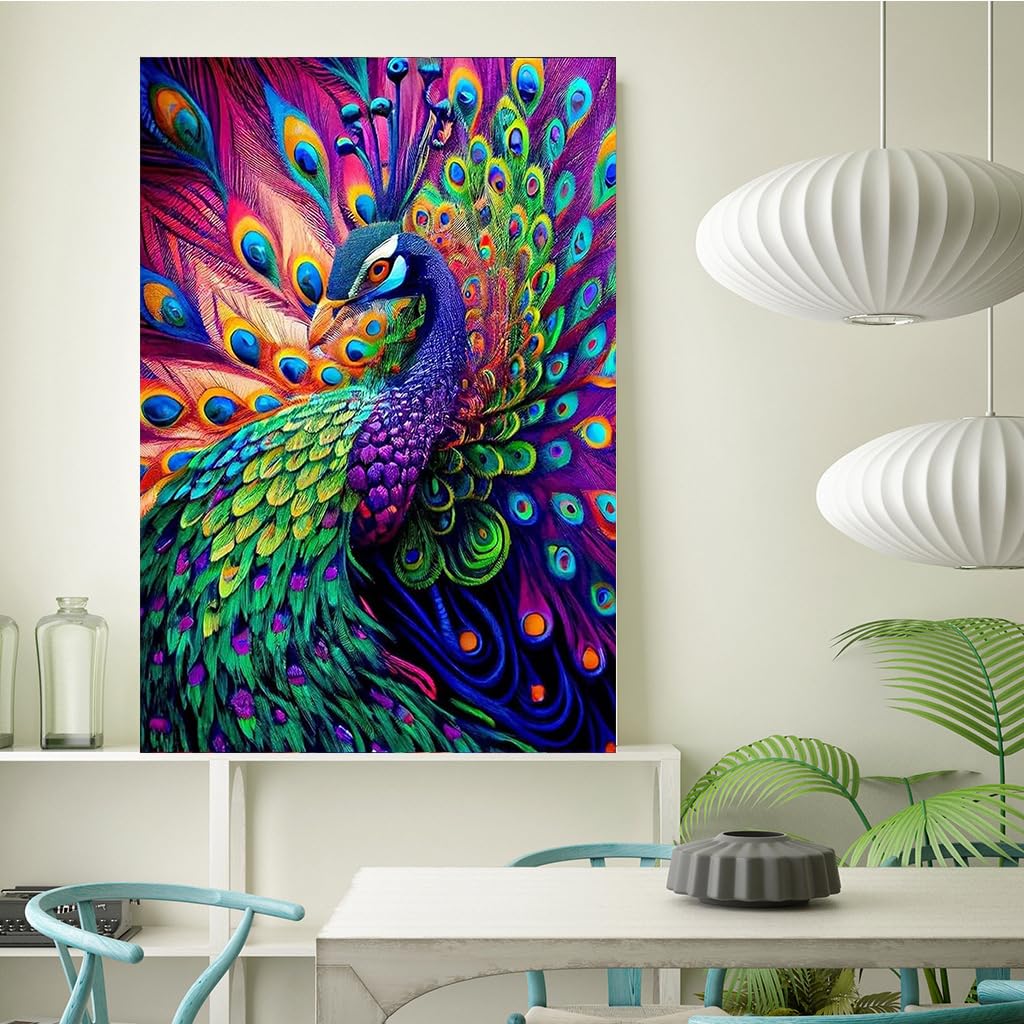 KEUASDV Diamond Painting Kits for Adults, Peacock 5D DIY Diamond Art Kits Full Drill Diamond Dots for Gift Wall Decor and Relaxation Gem Arts 12x16 inch KEUASDV