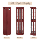 Eyisean Lighted Corner Curio Cabinet 70" Glass Display Cage with 6 Tempered Adjustable Shelves, Freestanding Home Bar Cabinet with Door, Rack for Liquor Storage and Living Room (Cherry) Eyisean