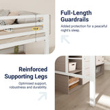 Allewie Metal Loft Bed Twin Size with Guardrail and Ladder, Small Space Saving Design for Bedroom Kid Room and Dorm, No Box Spring Needed, White Allewie