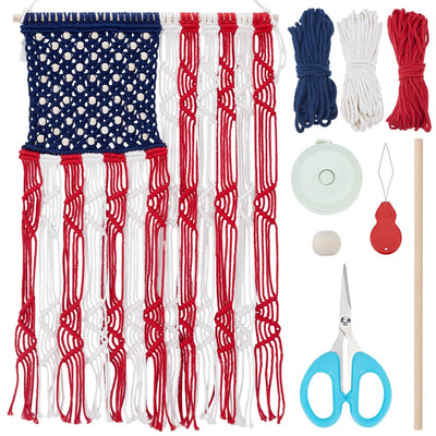 ORIGACH Macrame Independence Day Wall Hanging Kit American Flag Patriotic Decor Macrame Kit for Beginners Adults with Step by Step Tutorial Instruction Fourth of July Ornaments