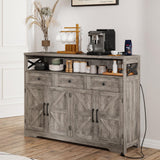 51" Farmhouse Buffet Sideboard with Storage, Kitchen Pantry Cabinet with Storage Drawers, Wood Cupboard Hutch, Coffee Bar Station Table for Kitchen, Living Room, Dining Room, Grey FiveWillowise