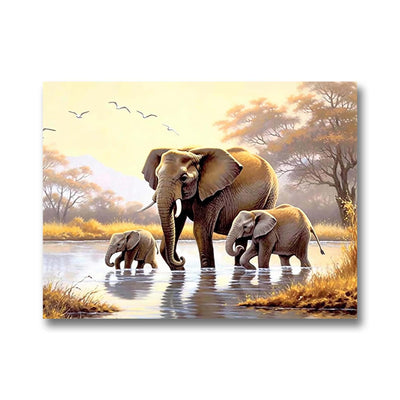 LOMSIOY DIY 5D Diamond Art Kits for Adults, Elephants Diamond Painting Kits for Beginner, Animal Diamond Art with Round Full Drill Rhinestone Crafts Gem Arts for Home Wall Decor 12x16 inch 3