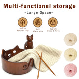 Wooden Cat Yarn Bowl, Large Polished Crochet Bowl Accessories for Knitting and Crocheting Gift for Knitters and Yarn Lovers, 7.5"X4.33" Hotlea
