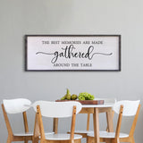 The Best Memories Are Made Gathered Around The Table Wall Decor 32"x12" Large Rustic Farmhouse Dining Room Wood Framed Modren Signs Kitchen Home Simple Hanging Wall Art (Black) Surfapans