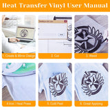 12" x 24ft Heat Transfer Vinyl Rolls, Flasoo 2 Rolls Black and White HTV Iron on Vinyl for Shirts, Compatible with Cricut, Cameo, Heat Press Machines, Sublimation (12 Inches by 12 Feet Per Roll) Flasoo