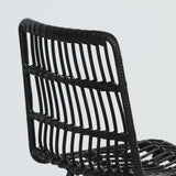 HOMCOM Rattan Counter Height Bar Stools Set of 2, 26" Wicker Barstools with Back, Modern Bar Chairs for Kitchen Island, Kitchen Counter and Dining Room, Black HOMCOM