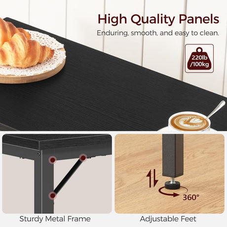 MAHANCRIS Narrow Bar Table, 63-Inch Pub Table for Dining Room, Counter Bar Tables with Sturdy Metal Frame, Connectable Bar Table, Multifunctional Console Table, Black BTBK1601 MAHANCRIS