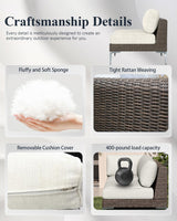 LayinSun 12-Piece Wicker Rattan Patio Furniture Set, Deep Seating Outdoor Modular Sectional Sofa Conversation Set with Thick Cushions for Lawn, Garden LayinSun