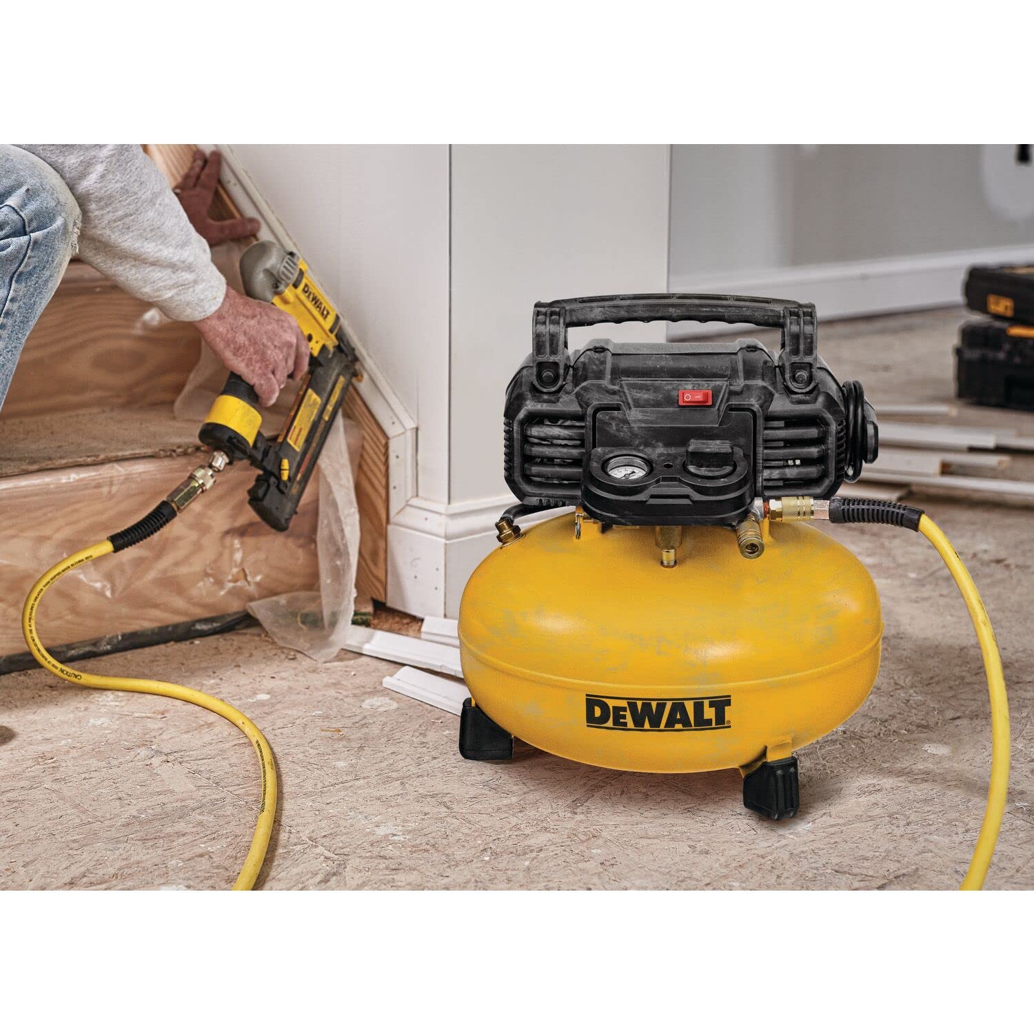 DEWALT DWFP1KIT 18 Gauge Brad Nailer and 6 Gallon Oil-Free Pancake Air Compressor Combo Kit - WoodArtSupply