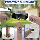 Pergola Kit, 15° 3-Way Slanted Roof Pergola Bracket Set, Powder-Coated Roof Wall Mount Pergola Brackets 4" x 4" (Actual: 3.5x3.5 Inch), Pergola Hardware for Porch Gazebo Backyard (6 pcs) TOCRETOARE