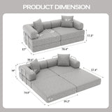 DURASPACE 78.4'' Convertible Folding Sofa Bed, Floor Sleeper Sofa Couch with Fixed-Shape Frame, Compression Comfy Couch in a Box, Boneless Modular Loveseat for Living Room (Chenille Gray) DURASPACE
