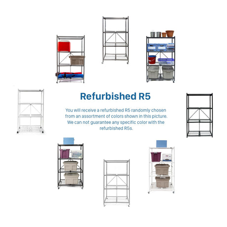 Origami R5 Series Foldable 4-Tier Steel Storage Rack, Pewter – Heavy-Duty Metal Shelving Unit w/Removable Wheels for Laundry Room or Garage – Rolling Organizer for Home, Office & Warehouse Origami