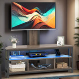 DWVO TV Stand with Mount, Black TV Stands for Living Room w/Power Outlet, LED Entertainment Center for 70/65/60 inch TV, Height Adjustable TV Console Cabinet, Grey DWVO