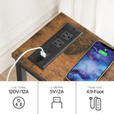 HOOBRO Narrow Console Table with Power Outlets, 44.9-Inch Sofa Table, Slim Behind Couch Table, Entryway Display Shelf, for Living Room, Foyer, Hallway, Rustic Brown and Black BF114UXG01 HOOBRO