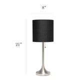 Simple Designs LT1076-BNB Tapered Fabric Drum Shade Table Lamp, Brushed Nickel and Black Simple Designs