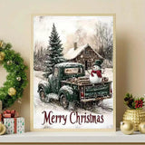GEMFAMILY Christmas Green Truck Diamond Art Kits for Adults,5D Diamond Painting Kits for Beginner,DIY Full Round Drill Winter Diamond Dot Painting for Home Wall Decor 12x16 Inch GEMFAMILY