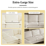 76.7” Oversized Beige White Loveseat Sofa, 2 Seater Large Sectional Couches for Living Room, Chenille Fabric Modular Sectional Sofa, Deep Seat Home Sofas Set, Love Seat Couches ZenNook