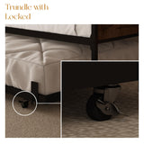 Daybed with Trundle and LED Light, Farmhouse Twin Daybed Frame with Storage Headboard & Charging Station, Heavy Duty Metal Day Bed with Sliding Barn Door for Living Room,Bedroom (Rustic Brown, Twin) HMYFGD