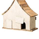 Glitzhome 10.75" L Distressed Solid Wood Birdhouse with 3D Flowers Rustic Two-Story Townhouse Hand-Painted Bird Houses for Garden Outdoors,Washed White glitzhome